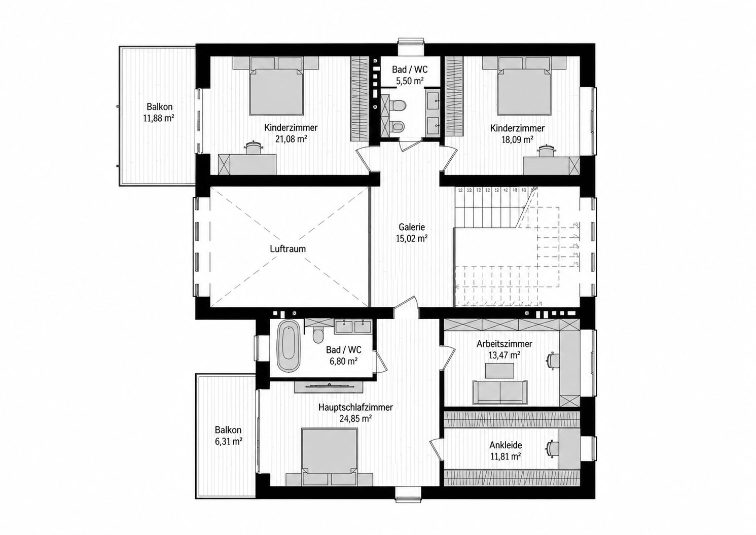 Villa Steinlicht · планировка верхнего этажа