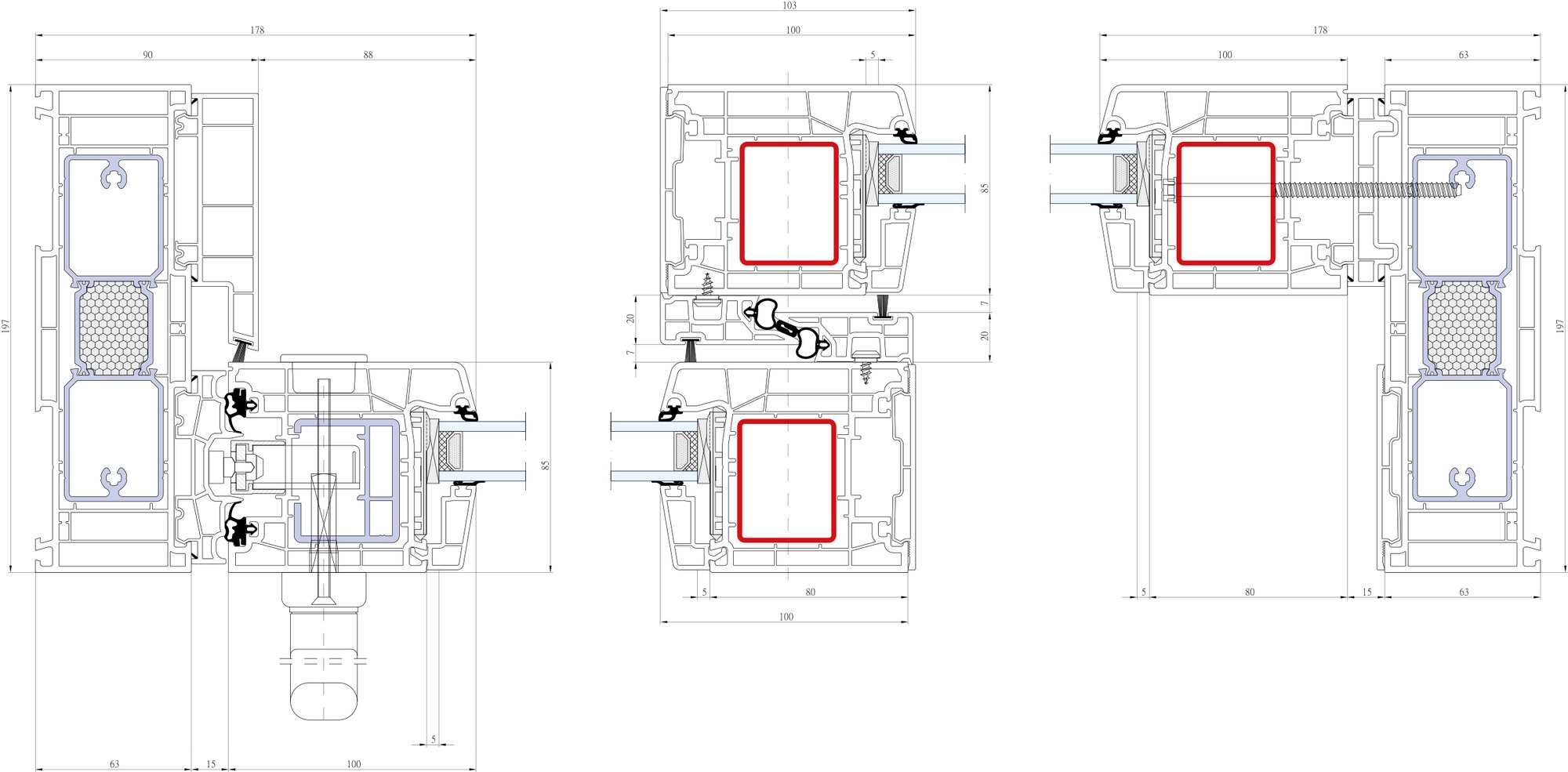 Aluplast HST 85 Premium · Schnitt Schema A
