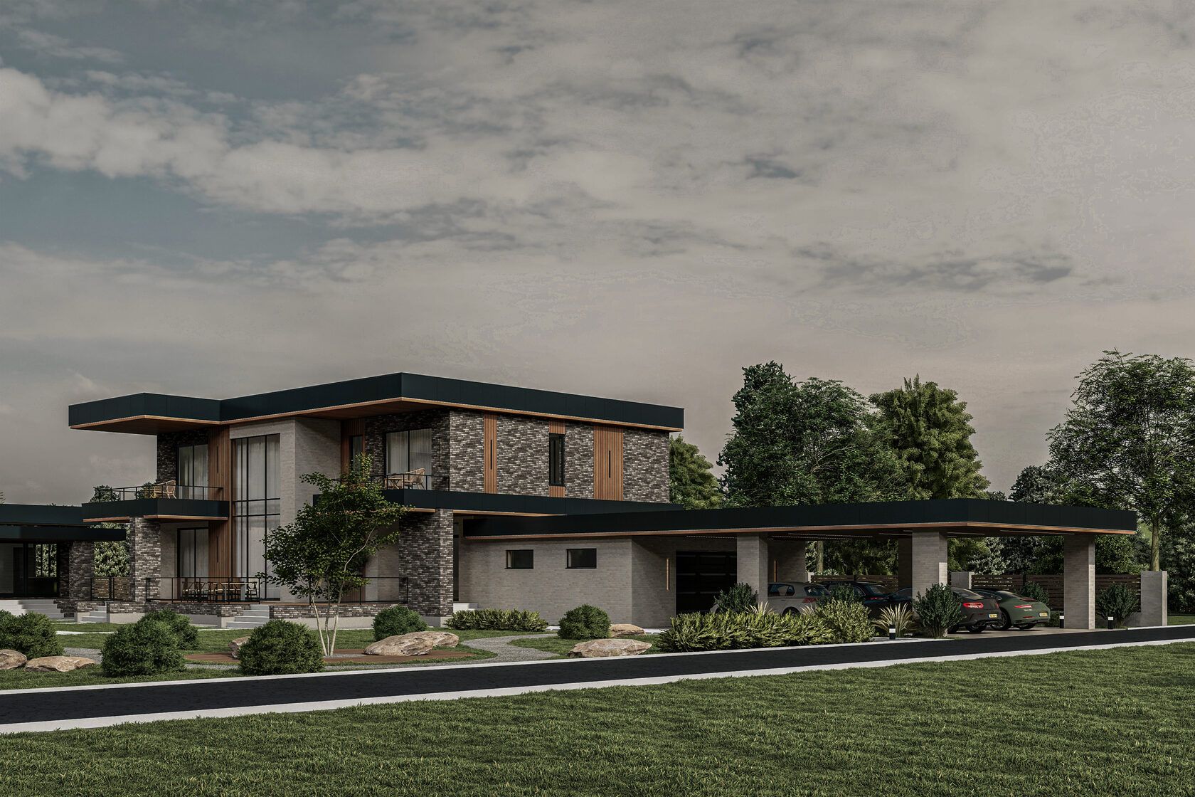 Villa Steinlicht: вид сбоку с навесом для автомобиля