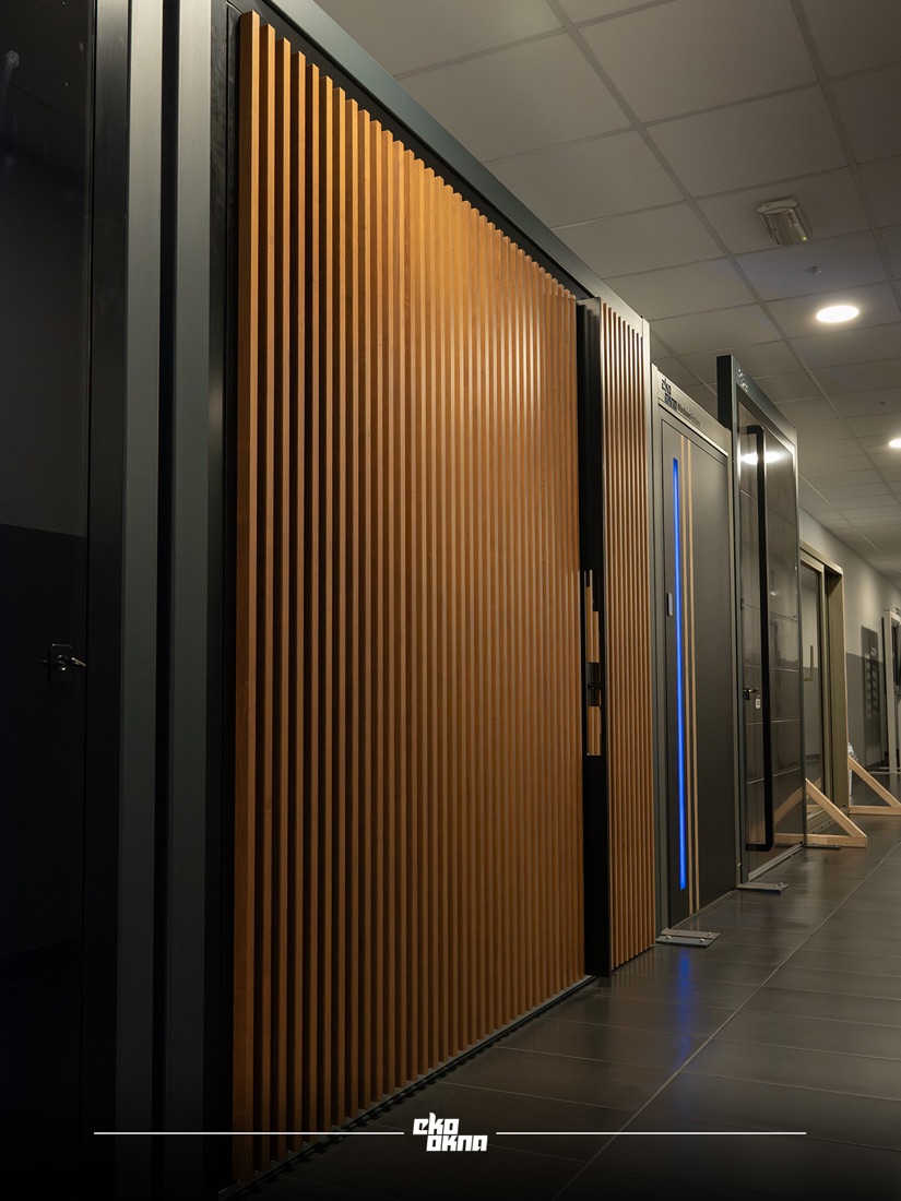 Cortizo Millennium Plus Pivot · Füllung Despiro PL08 mit Holzlamellen