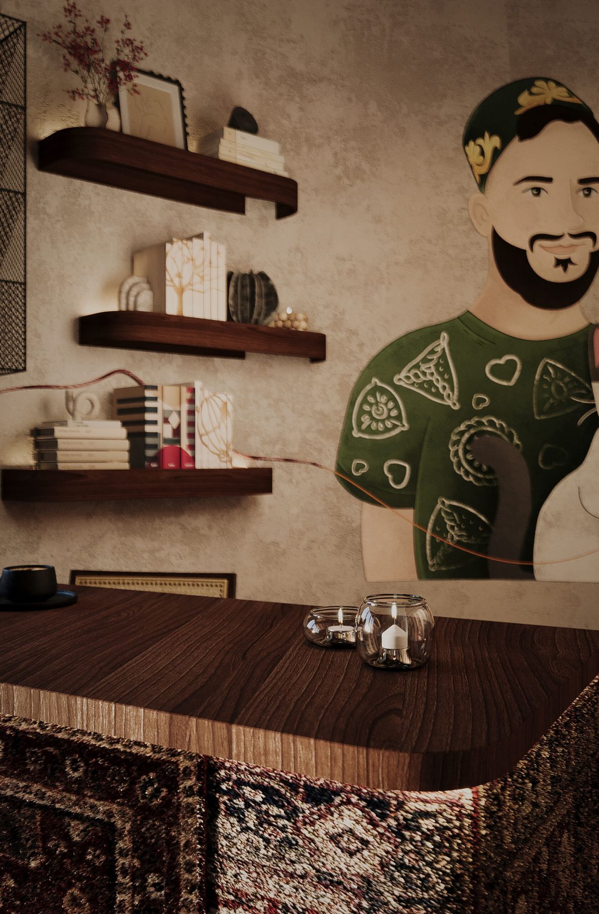 Galerie Ornament: Tresen mit Regal