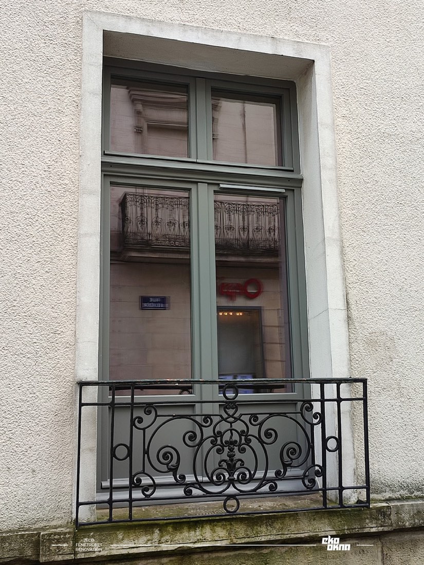 Naturo 68 · Meranti, RAL 7036 · französischer Balkon