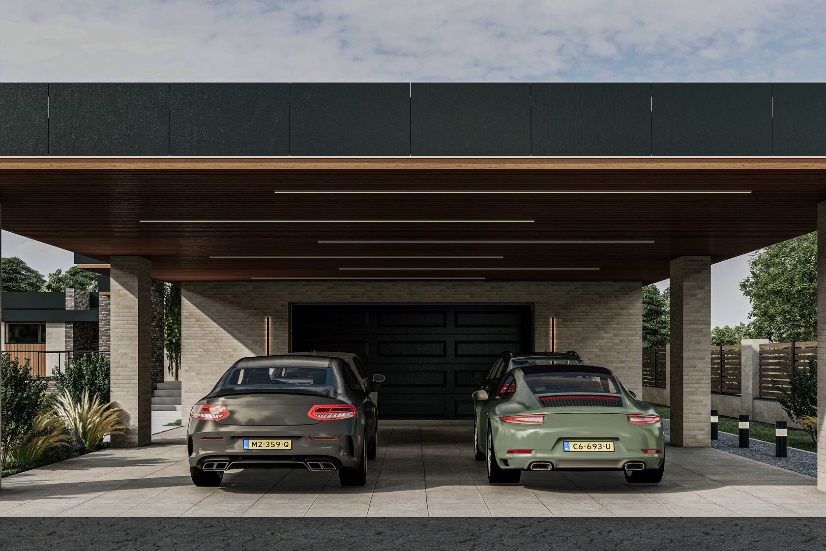 Villa Steinlicht: Carport und Garagentor