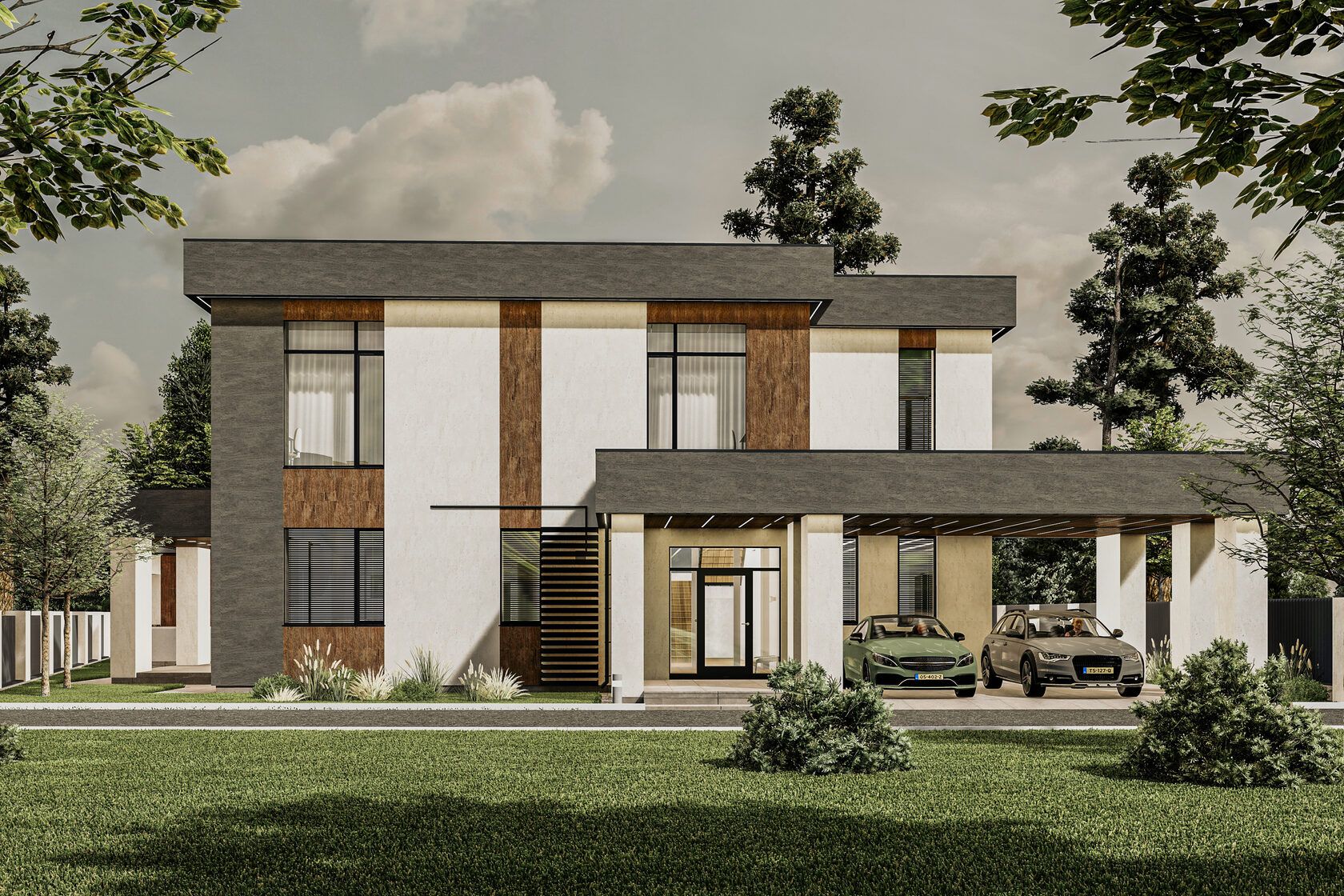 Villa Ruhepol: Eingangsseite mit Carport