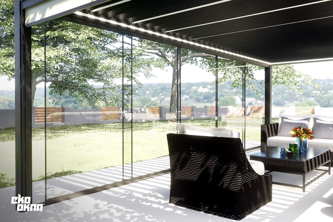Slide Glass an einer Pergola NUUN ECO — Eko-Okna