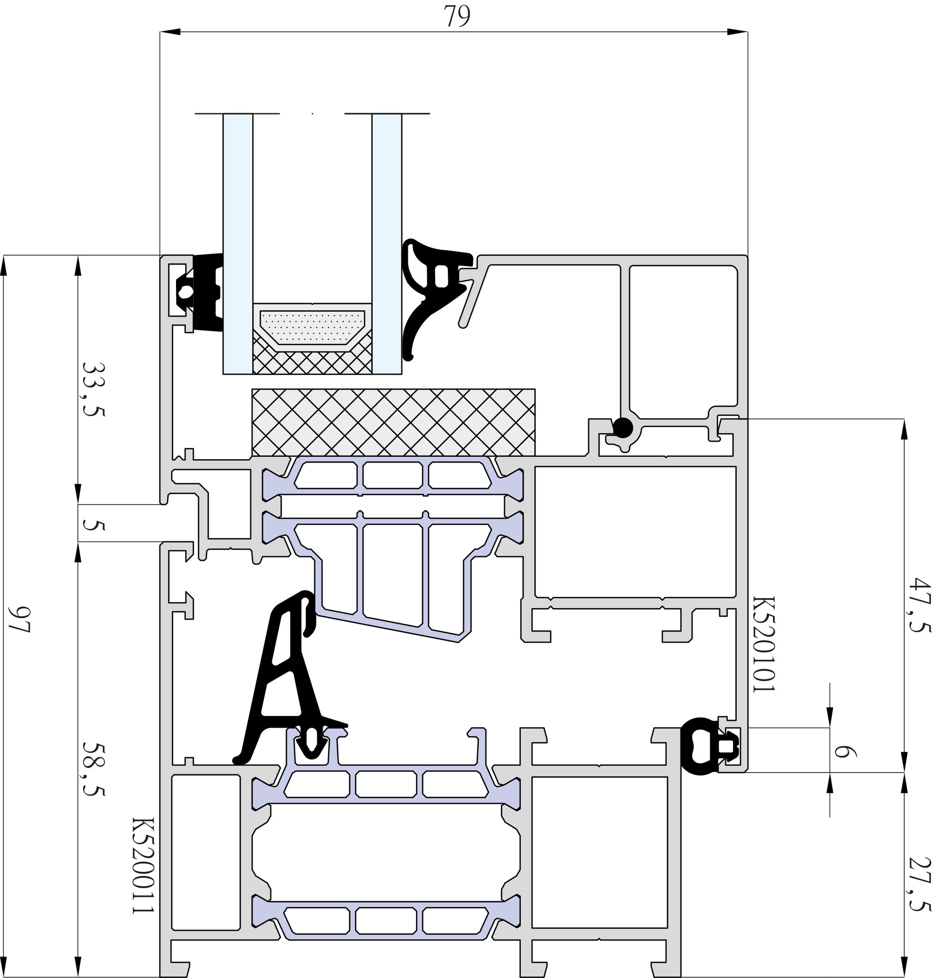 Aluprof MB-79N · Fensterschnitt