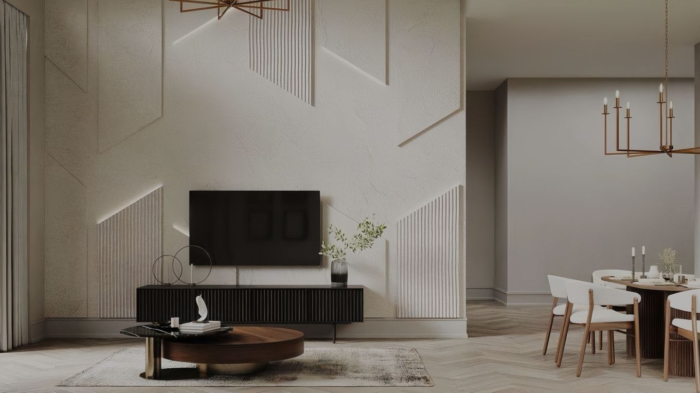 Salon Lumière: TV-Wand mit Lowboard