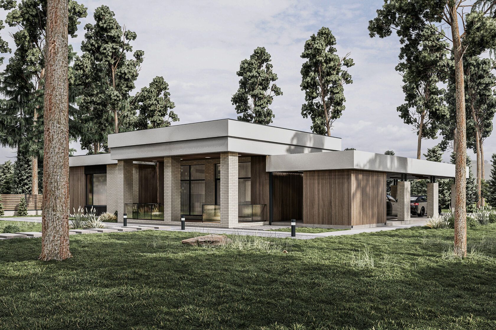 Villa Horizont: Terrassenseite mit Glasfront
