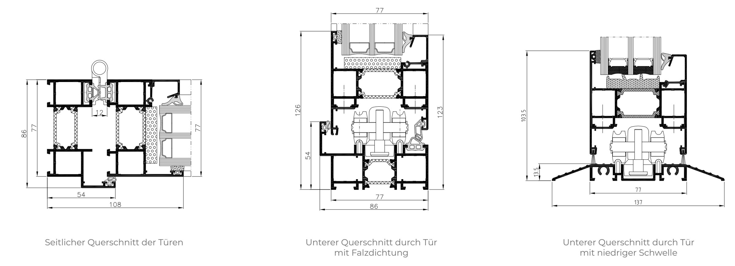 Aluprof MB-86 Fold Line HD · Querschnitte